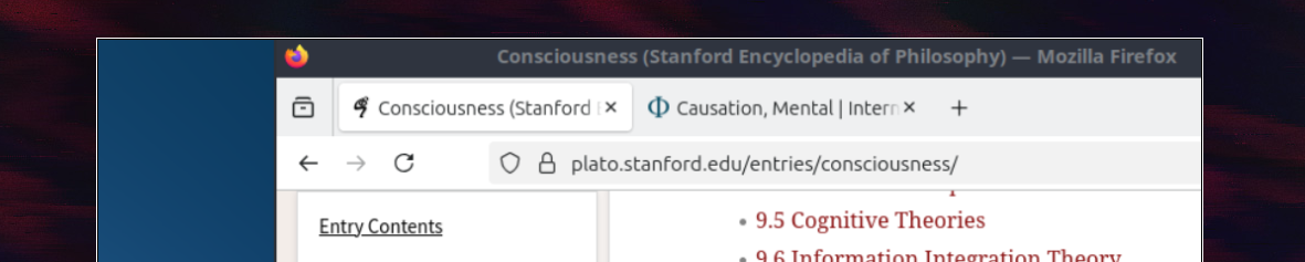 stanford encyclopedia of philosophy page of consciousness