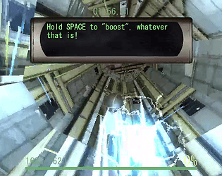 a ball flying through a tube. 'hold space to boost, whatever that is!'