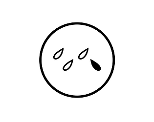 three white drops facing left, one dark drop facing right