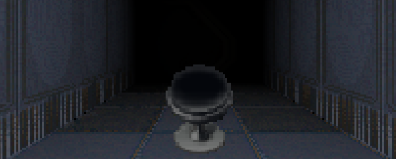 a strange goblet-like object in a technological-looking facility