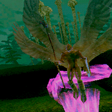 an rpg battle in a forest against a shimmering soul angel