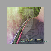 a distorted road with a face superimposed