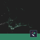 a greenish cave with an icon of a mouse floating in space